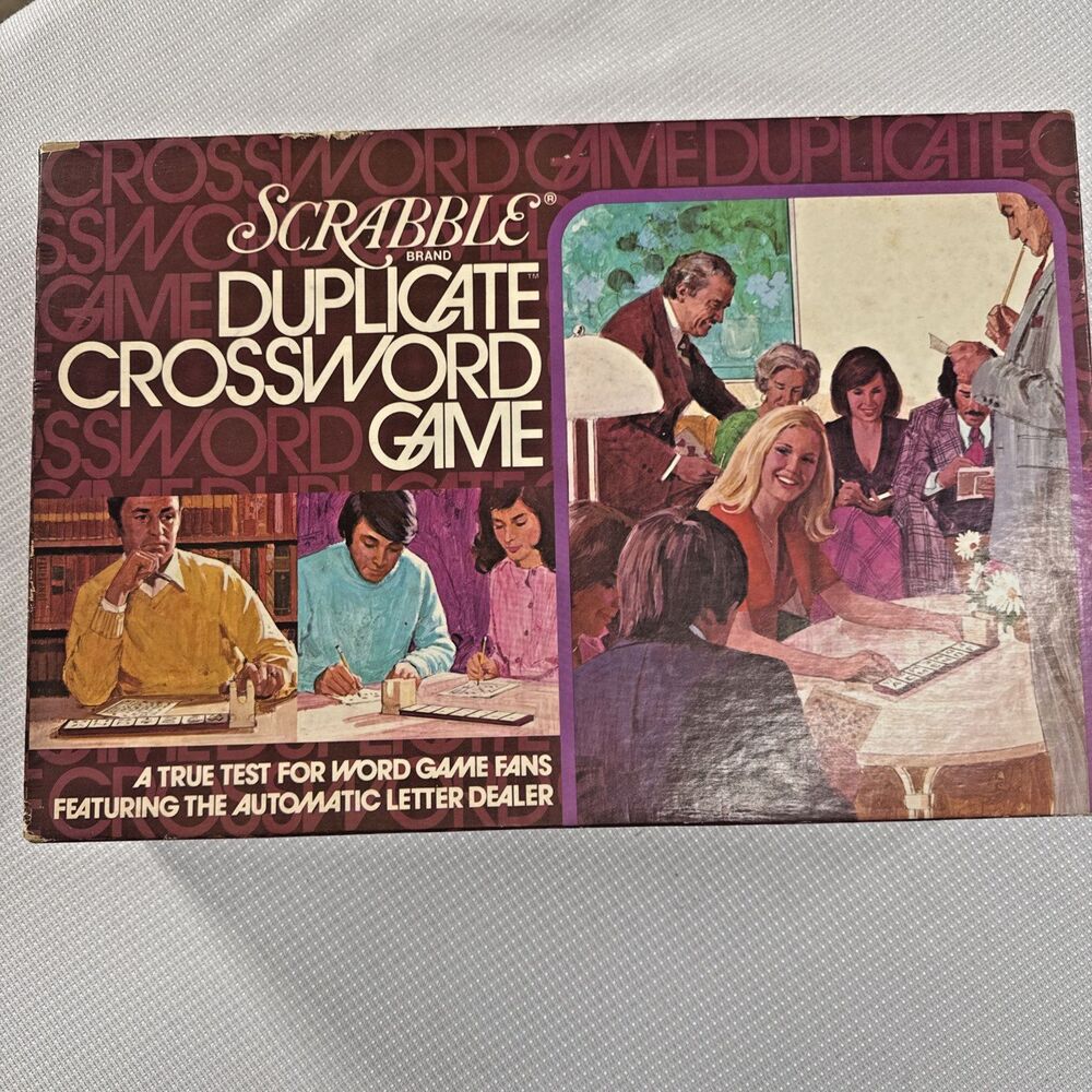 1975 Scrabble Duplicate Crossword Game Complete w/ Automatic Letter Dealer